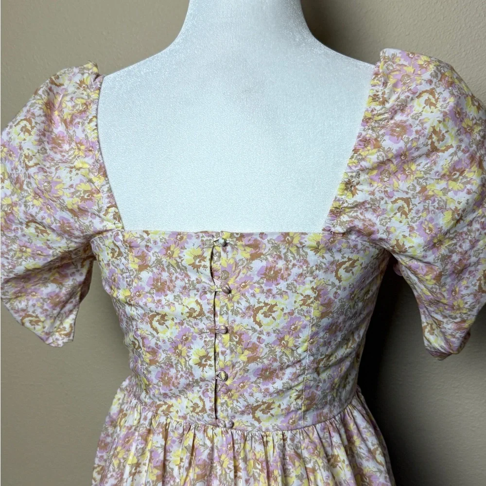 Free People She’s a Dream Floral Print Puff Sleeve Midi Dress Size 2 - Picture 12 of 15
